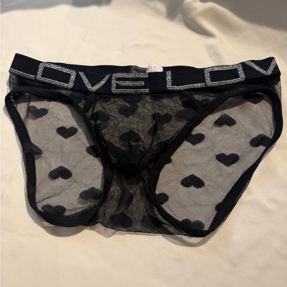 Andrew Christian Black Sheer Heart Pattern Underwear